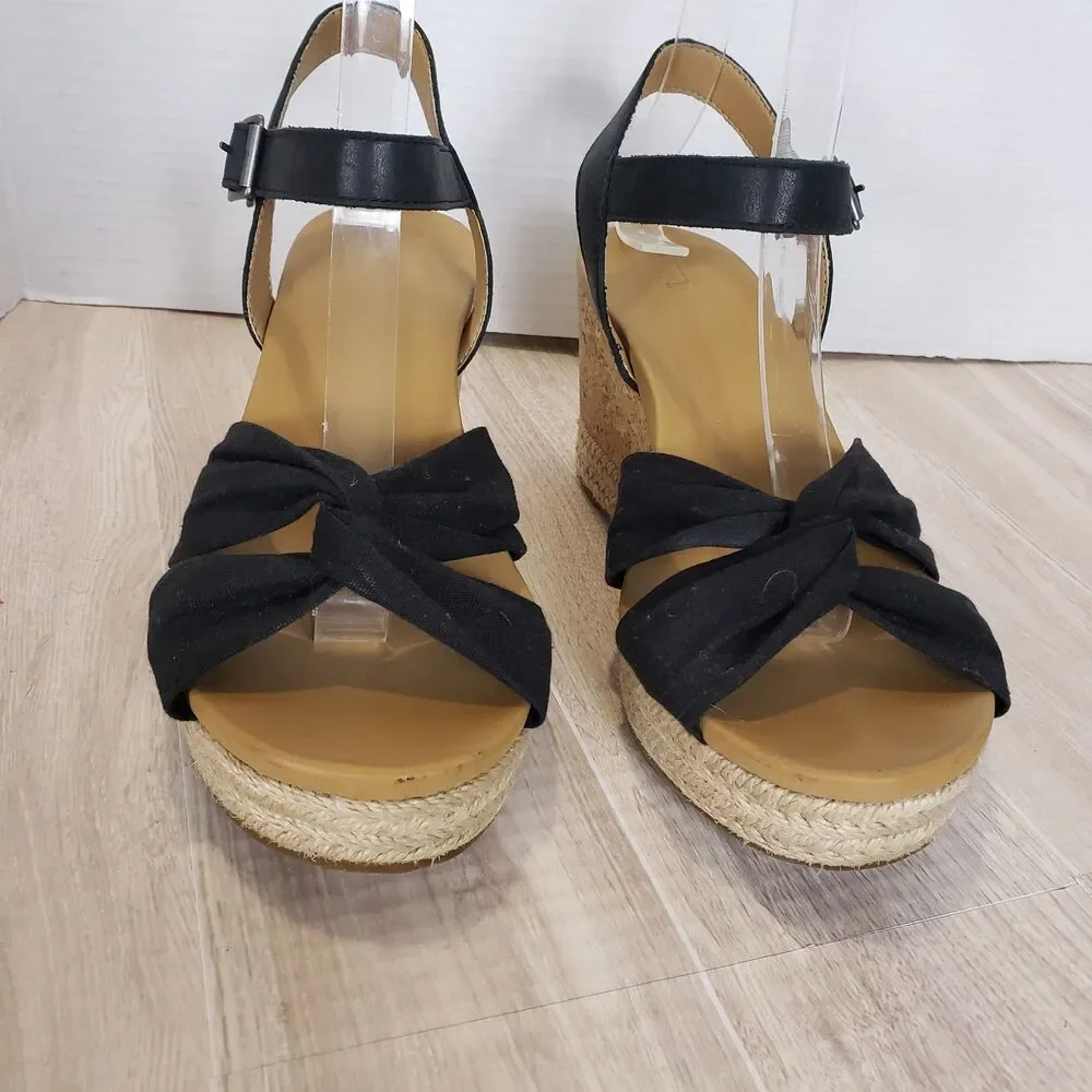 UGG Womens Joslyn Crisscross Canvas Cork Espadrille Wedge Sandals Sz 7 Festival